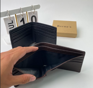 Beena's Genuine Leather Bifold <b>Card</b> <b>Holder</b> <b>Wallet</b> for Business & Credit <b>Cards</b> Normcore/Minimalist Style Everyday Use - Product Image 2