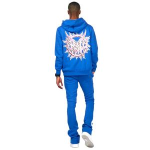 Chándal acampanado con logotipo estampado Puff personalizado para mujer, chándal de algodón 100%, conjunto de pantalones de chándal de felpa francesa de dos piezas y sudadera con cremallera - Product Image 5