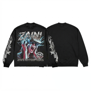 Sudadera de Felpa Premium para Hombre, 380 GSM, Algodón y Poliéster, Negra, Oversize, con Estampado Gráfico Personalizado, Impresión DTG y Serigrafía con Logotipo - Product Image 1