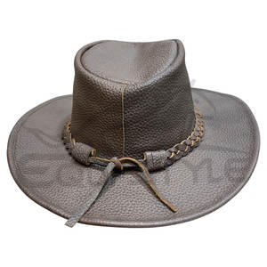 Sombreros Vaqueros Occidentales Marrones con Banda Trenzada, Sombreros de Cuero de Grano de Vaca de Alta Calidad, Fabricante de Sombreros Estilo Australiano para Viajes al Aire Libre - Product Image 2