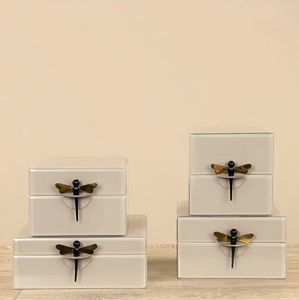 Luxury Light <b>Grey</b> Color Mirror Glass Decorative <b>Storage</b> Box Key Knob Premium Jewelry Vanity Organizer <b>Boxes</b> Home Decor Lacquer - Product Image 1
