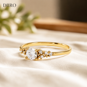 Brilliant Round Cut Yellow Plated Gold Diamond Moissanite Anniversary Gift <b>Ring</b> Flower Design Classic <b>Promise</b> <b>Women</b> <b>Ring</b> - Product Image 2