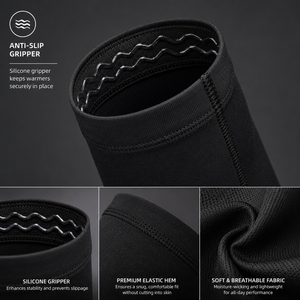 Ensemble de manchons de compression pour bras et jambes, chauffe-genoux noirs, respirants, anti-humidité, UPF30, en polyester, couleur personnalisable, unisexe, pour le sport - Product Image 4