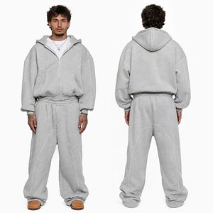 Conjunto de Sudadera con Capucha y Pantalones Deportivos de Felpa 100% Algodón, Estampado, Corte Holgado, Estilo Casual Urbano para Invierno - Product Image 1