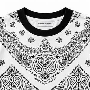 T-shirt pour homme à coupe ample, imprimé paisley, bordure contrastée, col rond, manches courtes, style streetwear - Product Image 5