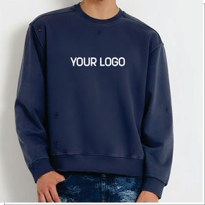 เสื้อสเวตเชิ้ตผู้ชายผ้าฟลีซลายปักฤดูหนาว พร้อมปักโลโก้ตามสั่ง ผลิตตามแบบที่ต้องการ ผ้าฝ้าย 100% คอกลมทรงโอเวอร์ไซส์ - Product Image 5