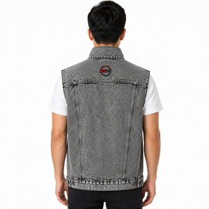 เสื้อกั๊กผ้ายีนส์สำหรับผู้ชายดีไซน์โดดเด่นด้วยผ้ายีนส์ทันสมัยแขนกุดมีกระเป๋าที่มีประโยชน์และใส่สบาย - Product Image 6