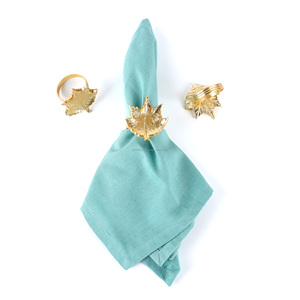 Vente chaude Métal Cercle Serviette Anneau Feuille D'or En Forme De Décoration De Table pour La Partie En Gros En Vrac Quantité - Product Image 6