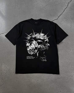 Camiseta 100% algodón para hombre, corte holgado, estampada, negra, talla grande, extragrande, con frente personalizable, estilo urbano, informal, de algodón. - Product Image 2