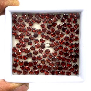 Natural <b>Garnet</b> 3mm Heart Cut Faceted Gemstones Calibrated <b>Garnet</b> Loose Stone For Jewelry Making Wholesale Price Bulk From India - Product Image 1