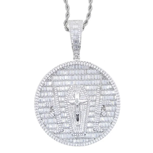 Collier Pendentif Unisexe Tendance en Argent 925 de Haute Qualité avec Moissanite en Forme de Lettre, Bijou Hip Hop Bling Glacé pour Fête et Rappeur - Product Image 1