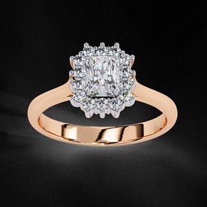 <b>Emerald</b> Cut Moissanite Engagement <b>Ring</b>, 925 Sterling <b>Silver</b> Halo <b>Ring</b>, Lab Grown Moissanite Bridal <b>Ring</b>, Art Deco Wedding <b>Ring</b>, - Product Image 3