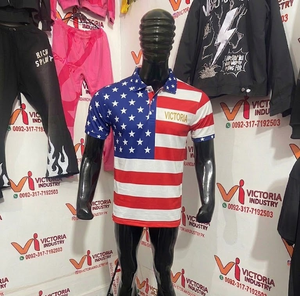 Camiseta Polo para Hombre con Estampado 3D de la Bandera de Estados Unidos, Manga Corta, Estilo Urbano, Cuello Solapa, para Verano - Product Image 1