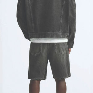 Shorts en jean délavé à l'acide, style streetwear décontracté pour homme, 100% coton, effet usé, coupe ample, respirant et séchage rapide - Product Image 5