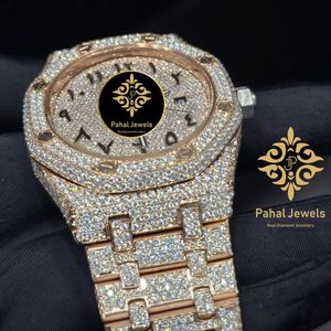 Reloj de Diamantes de Lujo Pahal Jewels para Mujer, Caja Redonda de Acero Inoxidable de 40 mm, Analógico, Mecánico, Automático, Correa de Cristal de Zafiro - Product Image 4