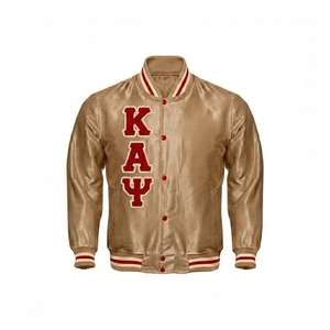 Veste universitaire en satin Kapa Alpha Psi jaune avec lettres rouges, manches longues, col rabattu, vêtements d'automne pour femmes - Product Image 2