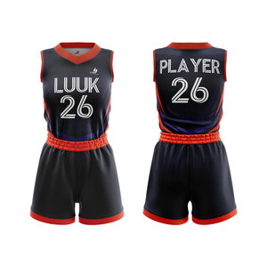 Tenues de basketball personnalisées sublimées sans manches à col en V pour filles, grandes tailles, respirantes, anti-humidité, 100 % polyester, ensembles OEM ODM - Product Image 3