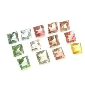 Pierre précieuse en tourmaline naturelle multi-couleurs de 5 mm, taille carrée facettée, vente en gros, prix de gros, pour bijoux en argent et or - Product Image 2