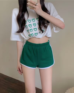Women's High Waist Green Knitted Shorts Elastic Waist Regular Fit Breathable Casual Sporty Style - Product Image 2