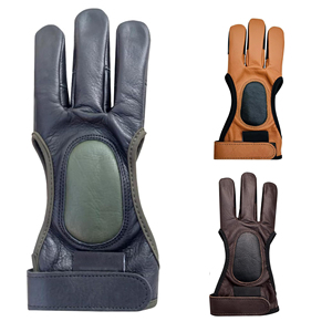 Guante de tiro con arco de tres dedos de alta calidad, protector de cuero genuino para uso con arco largo tradicional, ajuste cómodo para la mano. - Product Image 2