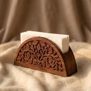 Wooden <b>Tissue</b> Box Holder With Sunflower Design Free Standing Decorative Napkin Stand For Tabletop Use - Product Image 2
