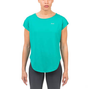 T-shirt MAGI pour femme, violet, à manches courtes, col rond, séchage rapide, coupe classique, tricoté, couleur unie, haut décontracté - Product Image 5