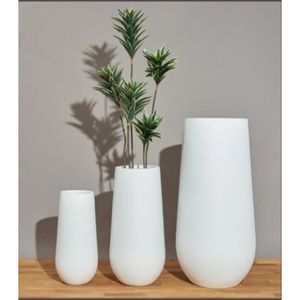 Juego de Jarrones de Fibra de Vidrio Blancos para Decoración de Plantas de Interior, Acabado Esmaltado, Uso en Escritorio, Diseño Circular, Tres Tamaños Incluidos - Product Image 3