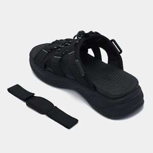 Shondo Cross-Strap Sporty Sandals Black Textile Upper EVA Outsole Breathable Summer Open Toe Buckle Strap - Product Image 2