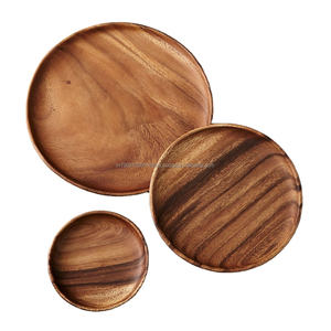 Placas de madera de acacia maciza pulida de alta calidad, el mejor embalaje para uso doméstico, patrón redondo grabado, vajilla de cargador al por mayor - Product Image 4