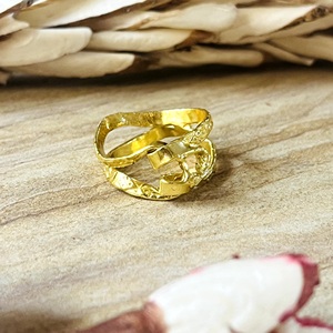 Trendy Design Boho Abstract Statement <b>Ring</b> Boho Brass Band Women 18k Gold Plated Geometric <b>Cross</b> Over <b>Rings</b> Wholesale/OEM/ODM - Product Image 1
