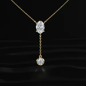 Nuevo Diseño de Collar con Doble Dije de Diamantes en Forma de Y, Collar con Colgante de Diamantes, Estilo Estético para Mujer - Product Image 1