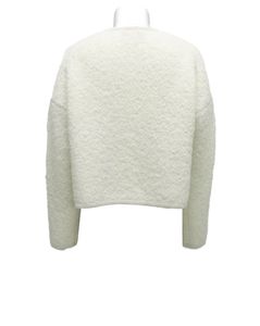 Cardigan en tricot texturé blanc pour femme, col rond, boutons sur le devant, manches longues, pour l'automne - Product Image 2