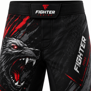กางเกงชกมวย MMA สำหรับผู้ชาย ลายพิมพ์ซับลิเมชั่น สีดำแดง ลายหมาป่า ระบายเหงื่อได้ดี ยืดหยุ่นได้ เหมาะสำหรับการฝึกซ้อมระดับมืออาชีพ - Product Image 3