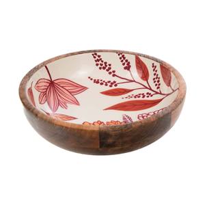 Bol en bois artisanal avec intérieur en émail bleu en forme d'écailles de poisson pour une présentation élégante à table - Product Image 1