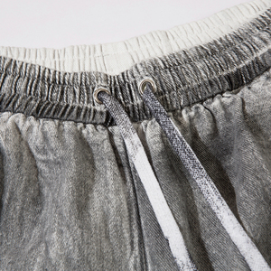 Shorts en jean amples pour hommes, coupe large, style urbain décontracté, délavage rétro, streetwear oversize, respirant, effet whisker, collection 2026, vente chaude - Product Image 6