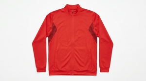 Veste zippée rouge pour homme à manches longues avec bordure contrastante, col montant, respirante, en polyester, coupe classique, toutes saisons - Product Image 1