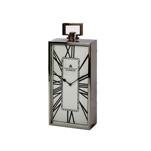 Horloge de bureau carrée vintage en métal et aluminium, style Art Déco, affichage analogique à aiguilles, style européen, pour intérieur/extérieur, maison - Product Image 1