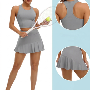 Conjunto de falda de tenis de talla grande para mujer, ropa deportiva de bádminton de alta elasticidad para correr, conjunto para jugadoras de entrenamiento. - Product Image 4