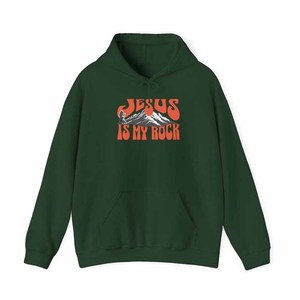 Sudadera con Capucha de Algodón y Felpa Cristiana con la Frase "Jesús es mi roca" para Hombres, Mujeres y Jóvenes, con Logotipo de Jesús Bordado, Calidad Premium - Product Image 4