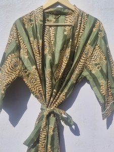 Robe Kimono en Coton Imprimé Tigre pour Femme, Cache-maillot de Plage Léger, Peignoir Décontracté, Robe Cache-cœur - Product Image 3