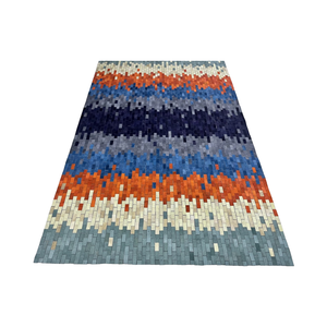 Alfombra de cuero rectangular abstracta moderna hecha a mano con Logo de onda persa gruesa alfombra a rayas para decoración del hogar sala de estar tejido plano - Product Image 5