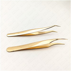 Gold Coated Stainless Steel Eyelash Tweezers Volume Pointed Tip Professional Lash <b>Tool</b> With Wholesale Price - Product Image 5