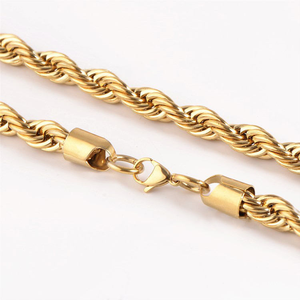 Hip hop rope chain necklace gold silver twisted rope link chain mens hip hop jewellery street style chain necklace <b>gift</b> - Product Image 3