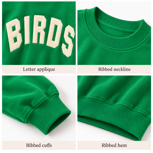 Sweat-shirt à col montant vert pour femme, coupe ample, en molleton de coton épais, avec logo personnalisé, épaules tombantes, idéal pour les jours de match - Product Image 6