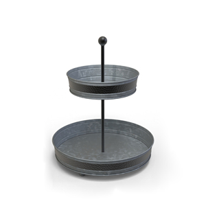 Support à gâteau galvanisé à deux niveaux, support à gâteau en métal, support à gâteau motif montagne verte, présentoir à snacks réutilisable, support à gâteau à poteaux verts - Product Image 1