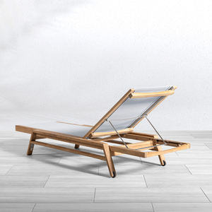 เตียงอาบแดดไม้สักพร้อมผ้าสลิง ทันสมัย เป็นมิตรกับสิ่งแวดล้อม ป้องกันรังสียูวี เหมาะสำหรับสระว่ายน้ำกลางแจ้ง สำหรับโรงแรมและวิลล่า - Product Image 3