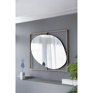 Specchio Poppy dal Design Contemporaneo 30x1x40 con Cornice in Metallo Dorato, Decorazione da Parete per Bagno e Ingresso - Product Image 2