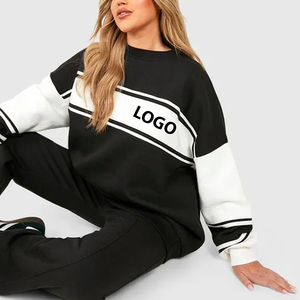 Sweat-shirt à capuche pour femme, style streetwear personnalisé, color block, en molleton de coton, col rond, haute qualité - Product Image 1