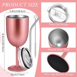 Cadeaux personnalisés avec logo, gobelet isotherme à double paroi avec couvercle et paille, verres à vin en acier inoxydable - Product Image 3