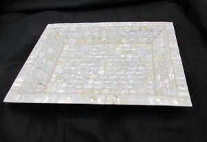 High Quality Rectangle Mother of Pearl Inlay Serving Tray MOP Inlaid Floral Pattern Tray for Food Display and Home Decor - Product Image 4